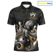 Load image into Gallery viewer, Personalized Funny Octopus Bowling Jersey For Men Custom Bowling Team Shirts Polo &amp; Quarter Zip TDM6518