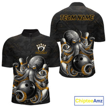 Load image into Gallery viewer, Personalized Funny Octopus Bowling Jersey For Men Custom Bowling Team Shirts Polo &amp; Quarter Zip TDM6518