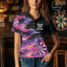 Load image into Gallery viewer, Funny Pink Flame Dart Shirt With Pocket Option For Women Custom Darts Jersey TDM4353