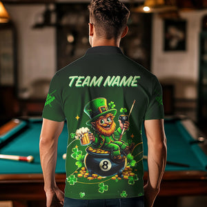 Personalized Funny Green Luckiest Shamrock Men Billiard Shirt Custom St Patrick Day Billiard Jersey TDM3426