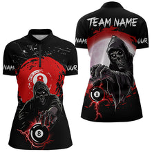 Load image into Gallery viewer, Black And Red Grunge Grim Reaper 8 Ball Billiard Shirt For Women Custom Billiard Team Jersey TDM3433