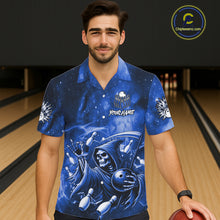 Load image into Gallery viewer, Funny Blue Grim Reaper Galaxy Hawaiian Bowling Shirt For Women Custom Bowling Team Jersey Outfit TDM6079