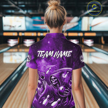 Load image into Gallery viewer, Funny Purple Grim Reaper Galaxy Bowling Shirt For Women Custom Bowling Team Jersey Polo &amp; 1/4 Zip TDM6080