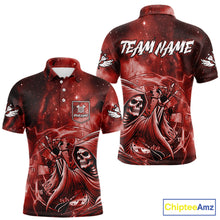 Load image into Gallery viewer, Red Grim Reaper Galaxy Dart Shirt For Men Custom Darts Jersey Pocket Option TDM6081