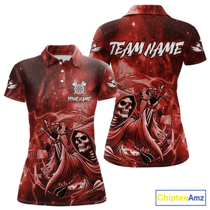 Red Grim Reaper Galaxy Dart Shirt For Women Custom Darts Jersey Pocket Option TDM6081