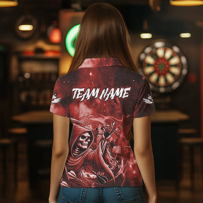 Red Grim Reaper Galaxy Dart Shirt For Women Custom Darts Jersey Pocket Option TDM6081