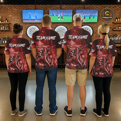 Red Grim Reaper Galaxy Dart Shirt For Men Custom Darts Jersey Pocket Option TDM6081