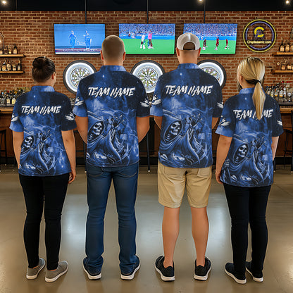 Blue Grim Reaper Galaxy Dart Shirt For Men Custom Darts Jersey Pocket Option TDM6082