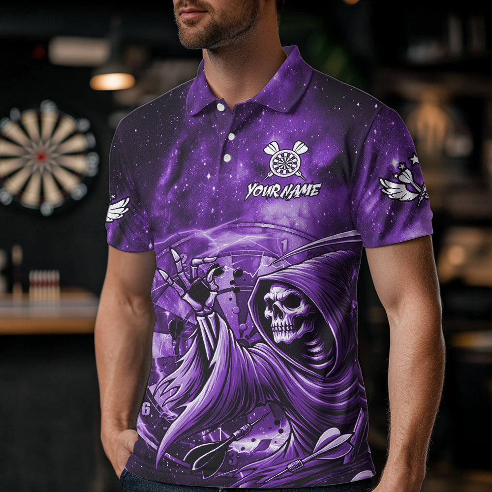 Purple Grim Reaper Dart Shirt With Pocket Option For Men Custom Darts Jersey TDM6083