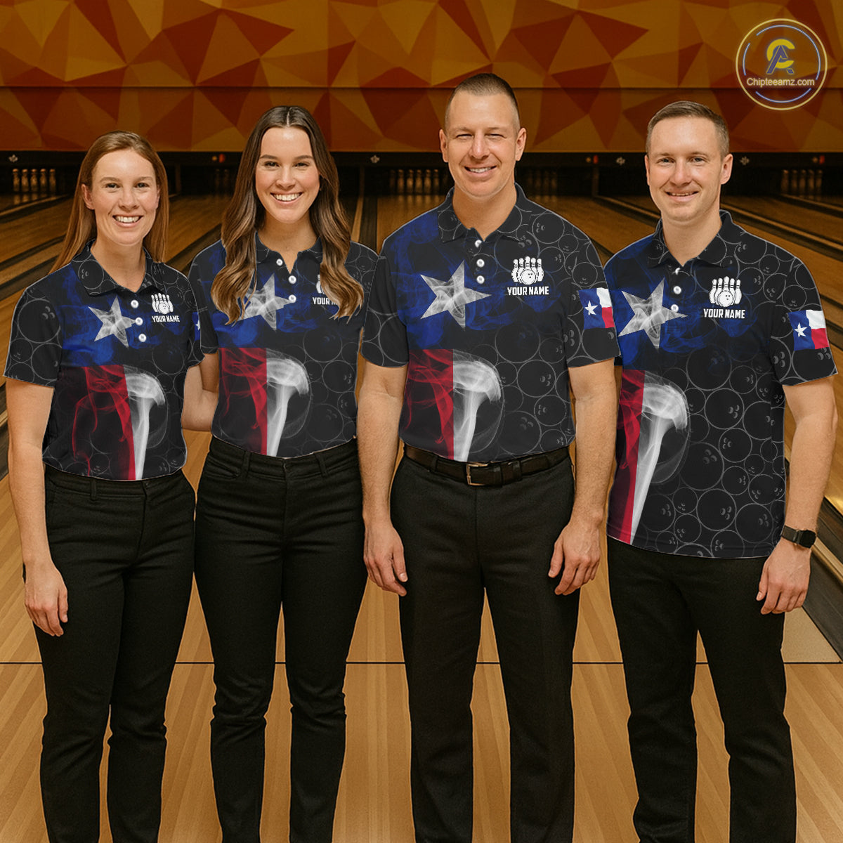 Personalized Texas Flag Smoke Bowling Shirt For Women, Patriotic Bowling Team Jersey Polo & 1/4 Zip TDM6088