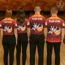 Load image into Gallery viewer, Personalized Flame Red Bowling Shirt For Women Custom Fire Bowling Team Jersey Polo &amp; 1/4 Zip TDM6089