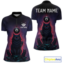 Load image into Gallery viewer, Personalized Billiard Cats Lightning 8 Ball Pool Shirt For Women, Billiard Team Jersey Polo &amp; 1/4 Zip TDM6344