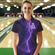 Load image into Gallery viewer, Custom Purple Lightning Cobra Snake Bowling Shirt For Women, Bowling Team Jersey Polo &amp; 1/4 Zip TDM6351