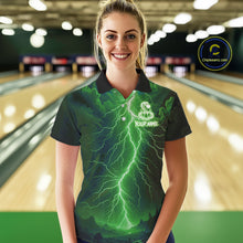 Load image into Gallery viewer, Custom Green Lightning Cobra Snake Bowling Shirt For Women, Bowling Team Jersey Polo &amp; 1/4 Zip TDM6352