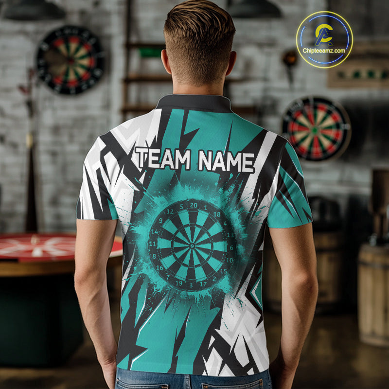 Turquoise Darts Jerseys For Men Custom Darts Team Shirts Polo & Quarter Zip, Darts Clothing TDM4008