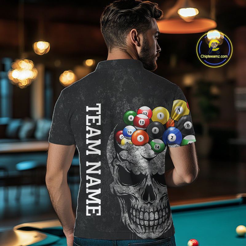 Personalized Grunge Skull Billiard Shirt For Men Custom Patriotic American Flag Pool Team Jerseys TDM4196