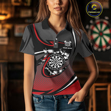 Load image into Gallery viewer, Funny Crack Dartboard Red Darts Polo &amp; Quarter Zip Custom Darts Shirt For Women Darts Team Jersey TDM5006