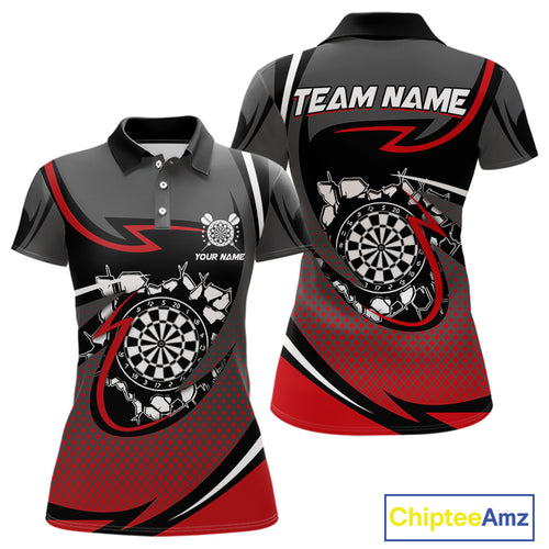 Funny Crack Dartboard Red Darts Polo & Quarter Zip Custom Darts Shirt For Women Darts Team Jersey TDM5006