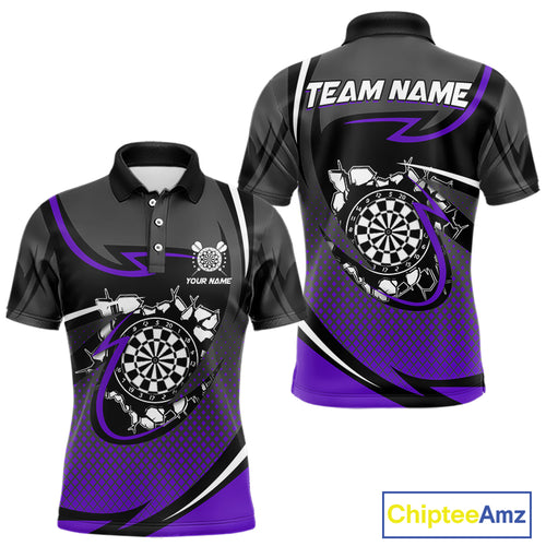 Funny Crack Dartboard Purple Darts Polo & Quarter Zip Custom Darts Shirt For Men Darts Team Jersey TDM5008