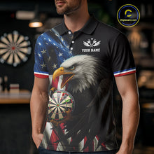 Load image into Gallery viewer, American Flag Eagle Darts Shirt For Men Custom Patriotic Darts Jersey Team Polo &amp; Quarter Zip TDM5012