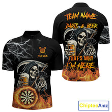 Load image into Gallery viewer, Personalized Grim Reaper Darts And Beer Flame Darts Shirt For Men Custom Funny Darts Team Jersey TDM5015