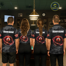 Load image into Gallery viewer, Custom Red And Black 8 Ball Pool Eagle Paint Billiard Shirts For Women Team League Billiard Jersey TDM5474