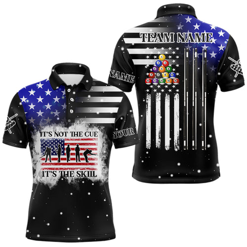 It's The Skill Custom American Flag Men Billiard Shirt Funny Billiard Jersey|Black TDM3571