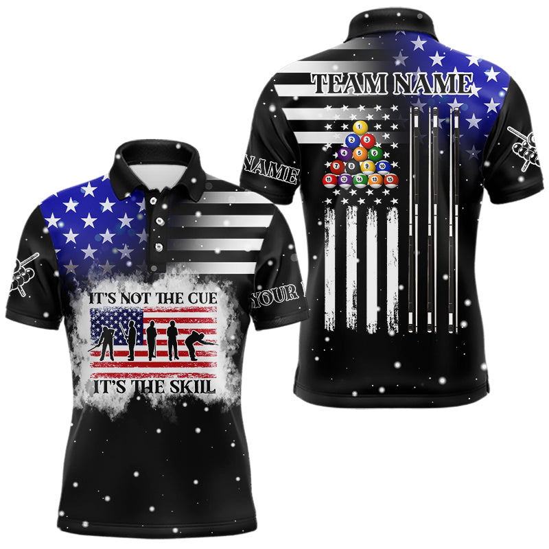 It's The Skill Custom American Flag Men Billiard Shirt Funny Billiard Jersey|Black TDM3571