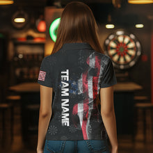 Load image into Gallery viewer, Smoke American Flag Dart Shirt with pocket Custom Patriotic Women Dart Jersey TDM3577