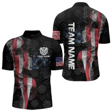 Load image into Gallery viewer, Smoke American Flag Dart Shirt with pocket Custom Patriotic Men Dart Jersey TDM3577