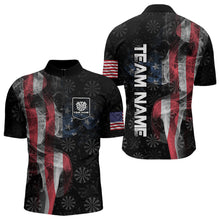 Load image into Gallery viewer, Smoke American Flag Dart Shirt with pocket Custom Patriotic Men Dart Jersey TDM3577