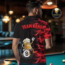 Load image into Gallery viewer, Red Flaming Funny Beer 8 Ball Billiard Shirt For Men Custom Pool Team Jersey Polo &amp; 1/4 Zip TDM5936