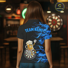 Load image into Gallery viewer, Blue Flaming Dartboard Funny Beer Darts Shirt For Women Custom Darts Jersey Team Polo &amp; 1/4 Zip TDM5940