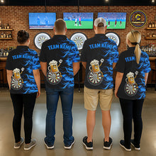 Load image into Gallery viewer, Blue Flaming Dartboard Funny Beer Darts Shirt For Women Custom Darts Jersey Team Polo &amp; 1/4 Zip TDM5940