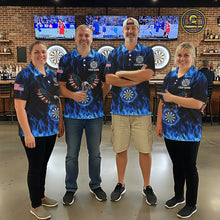 Load image into Gallery viewer, Blue Flaming American Flag Eagle Darts Shirt For Women Custom Darts Jersey Team Polo &amp; 1/4 Zip TDM5941