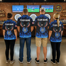 Load image into Gallery viewer, Blue Flaming American Flag Eagle Darts Shirt For Women Custom Darts Jersey Team Polo &amp; 1/4 Zip TDM5941