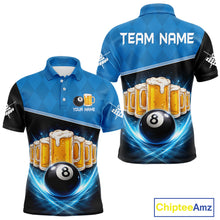 Load image into Gallery viewer, Black And Blue Funny Beer 8 Ball Billiard Jersey For Men Custom Pool Team Shirt Polo &amp; 1/4 Zip TDM5942