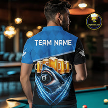 Load image into Gallery viewer, Blue Funny Beer Shark 8 Ball Billiard Jersey For Men Custom Pool Team Shirt Polo &amp; 1/4 Zip TDM5943