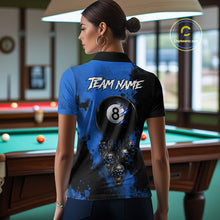 Load image into Gallery viewer, Blue Grim Reaper 8 Ball Billiard Shirt For Women Custom Skull Pool Team Jersey Polo &amp; 1/4 Zip TDM6103