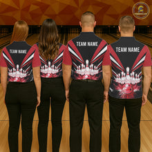 Load image into Gallery viewer, Black And Red Bowling Jersey For Men Custom Strike Lightning Bowling Team Jersey Polo &amp; 1/4 Zip TDM6357