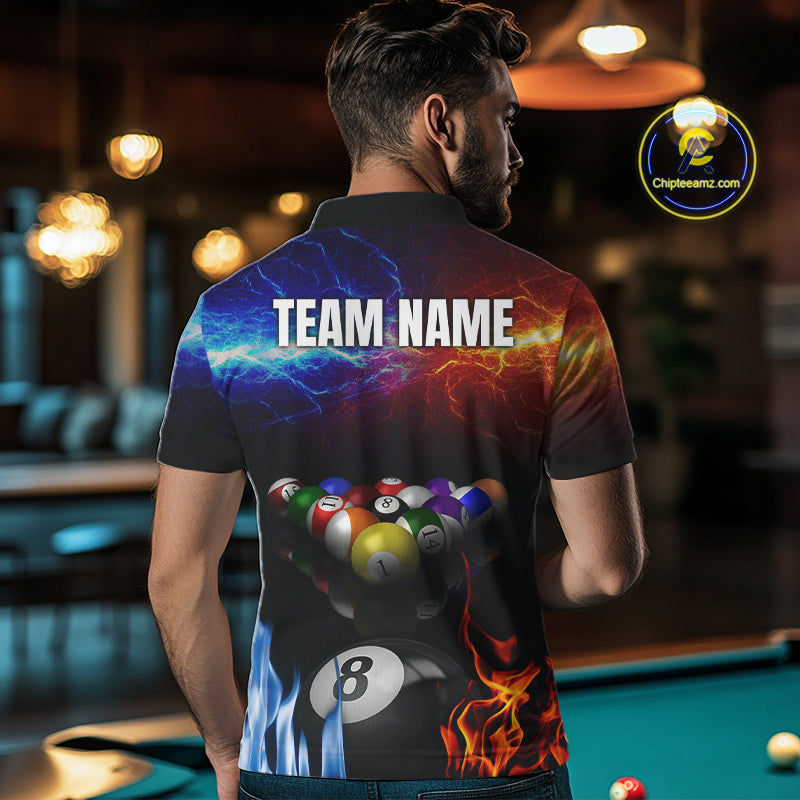 Orange And Blue Custom Lightning Men's Billiard Shirts – Billiard Pool Team Jerseys Polo & 1/4 Zip TDM4014