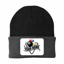 Load image into Gallery viewer, Personalized Multicolor Billiard Knit Beanie Hat With Rectangle Patch Custom Billiard Knit Cap TDM5016