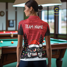 Load image into Gallery viewer, Personalized Red Christmas Santa 8 Ball Pool Billiard Shirts For Women, Funny Xmas Billiard Jerseys TDM5221