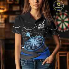 Load image into Gallery viewer, Blue Dartboard Frozen Ice Darts Shirt For Women Custom Darts Jersey Team Polo &amp; Quarter Zip TDM5226