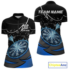 Load image into Gallery viewer, Blue Dartboard Frozen Ice Darts Shirt For Women Custom Darts Jersey Team Polo &amp; Quarter Zip TDM5226