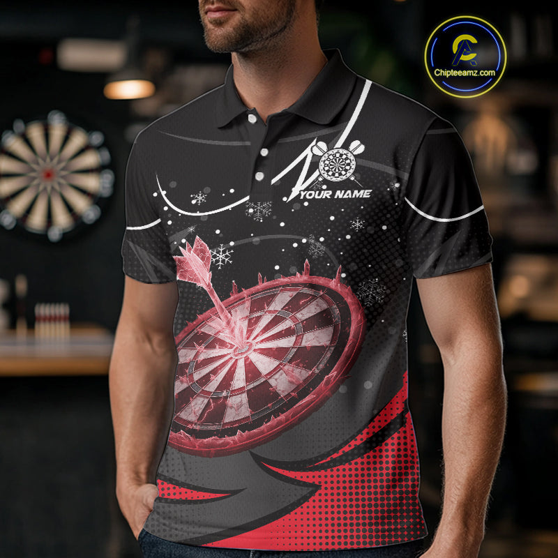 Red Dartboard Frozen Ice Darts Shirt For Men Custom Darts Jersey Team Polo & Quarter Zip TDM5227