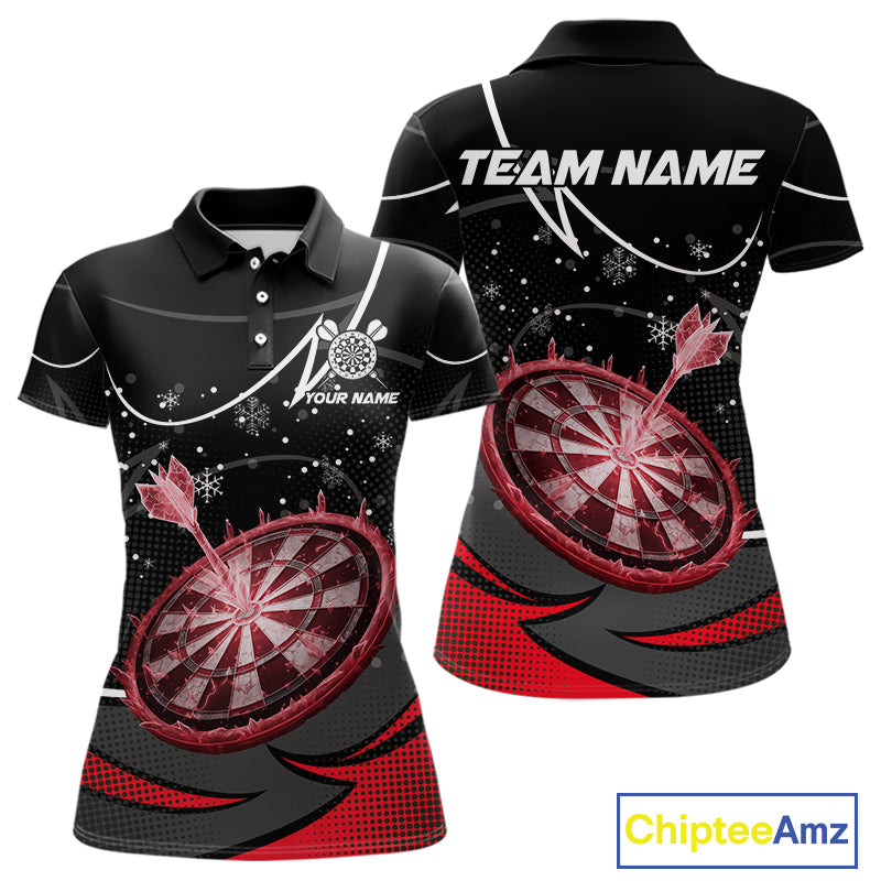 Red Dartboard Frozen Ice Darts Shirt For Women Custom Darts Jersey Team Polo & Quarter Zip TDM5227