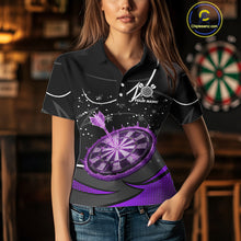 Load image into Gallery viewer, Purple Dartboard Frozen Ice Darts Shirt For Women Custom Darts Jersey Team Polo &amp; Quarter Zip TDM5228