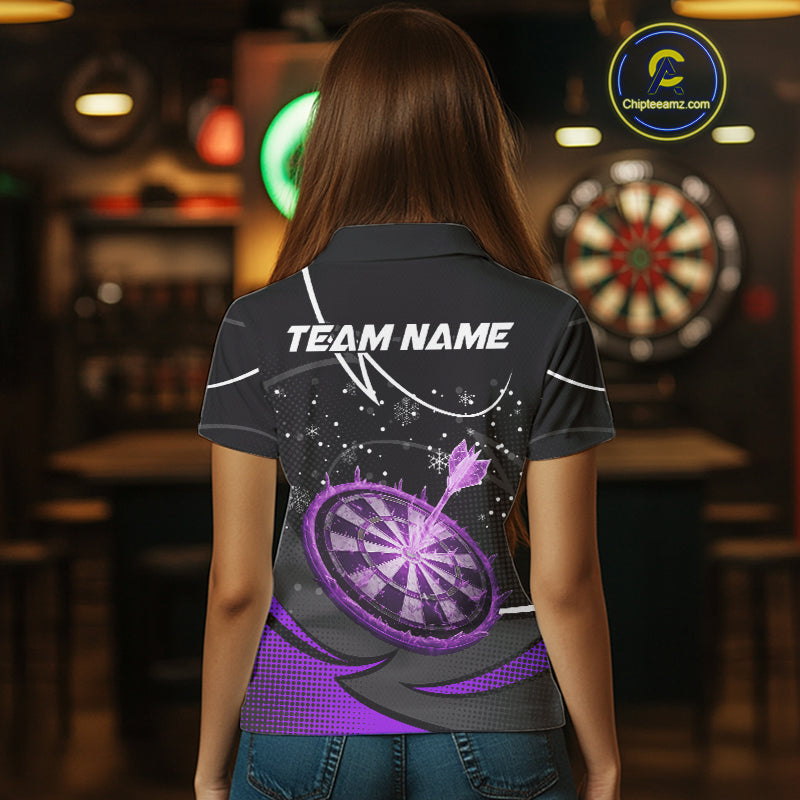 Purple Dartboard Frozen Ice Darts Shirt For Women Custom Darts Jersey Team Polo & Quarter Zip TDM5228