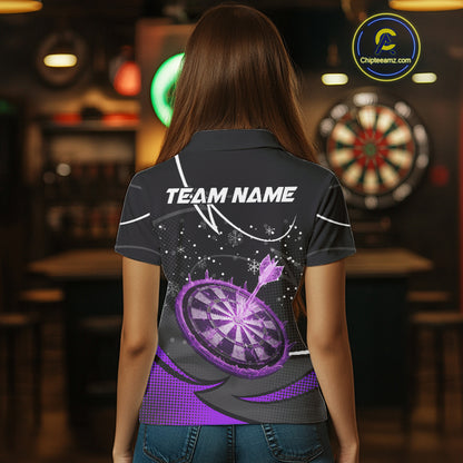 Purple Dartboard Frozen Ice Darts Shirt For Women Custom Darts Jersey Team Polo & Quarter Zip TDM5228